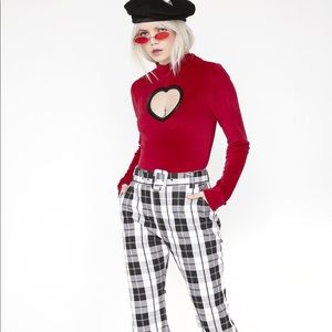 Lazy Oaf Red Velvet Heart Cut Out Bodysuit